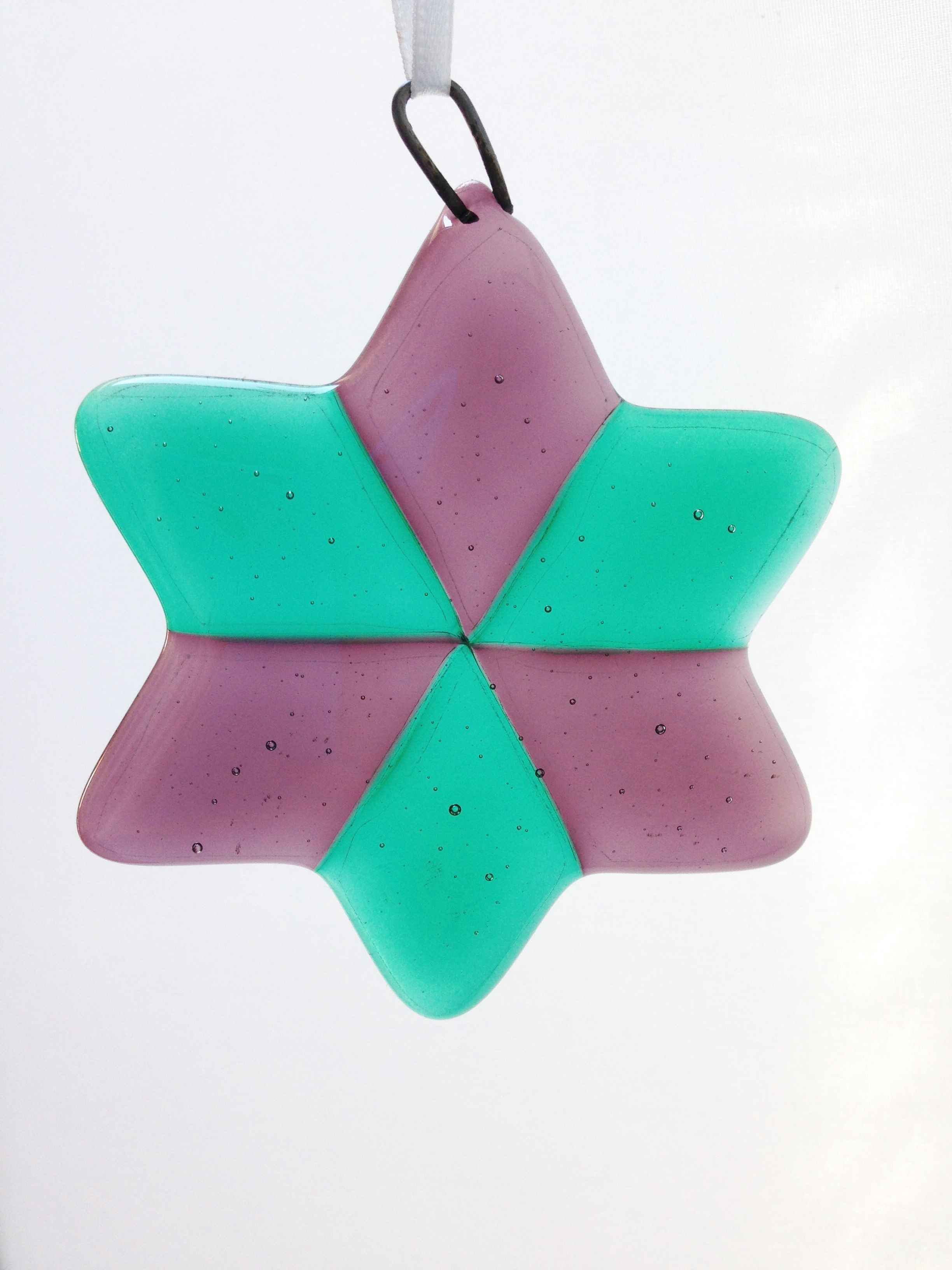 Lilac & Aqua Glass Star Decoration 