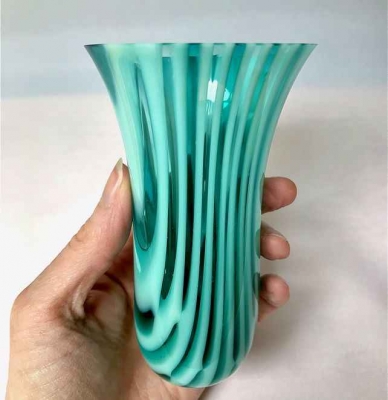 handmade-item handmade-gifts Ice Blue Fused Glass Bud Vase