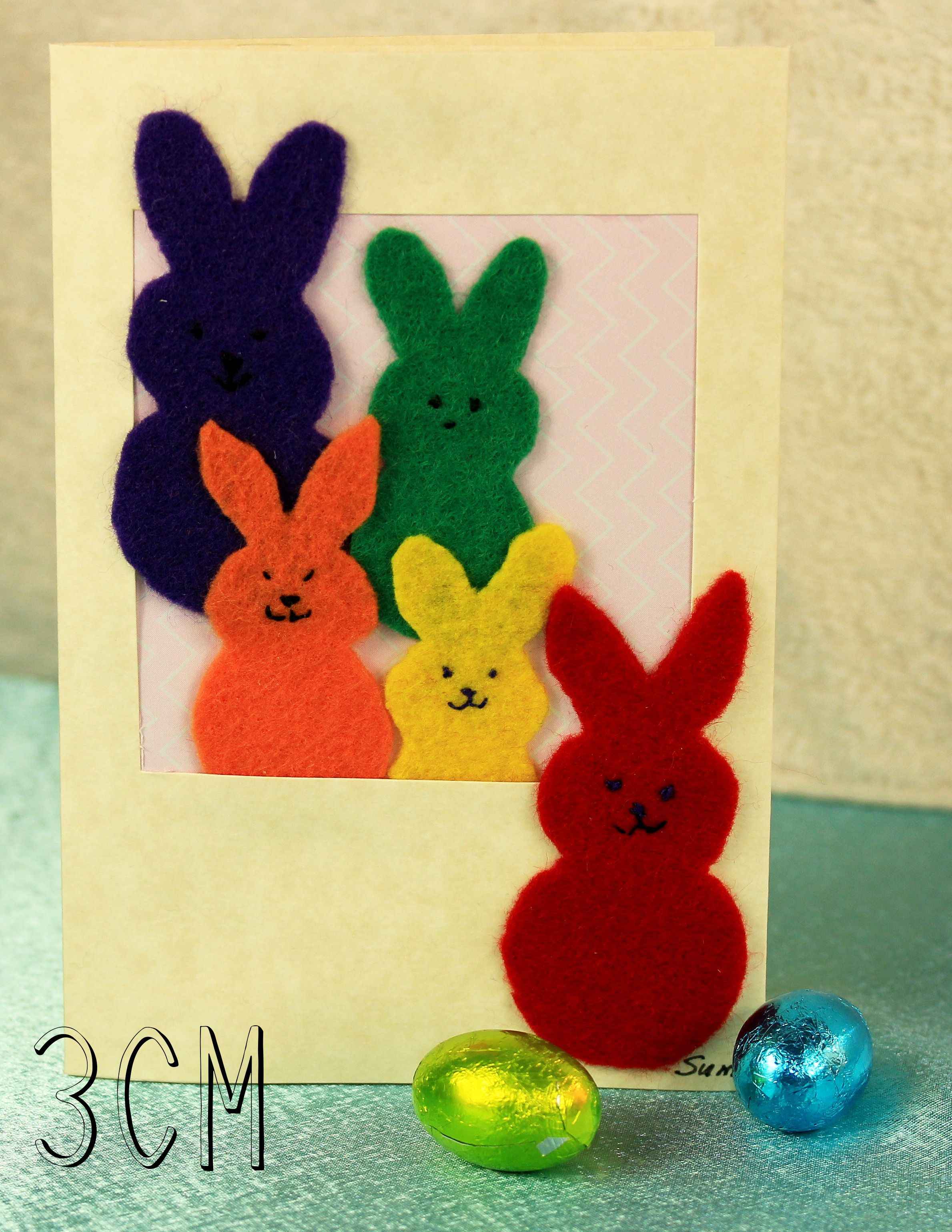 Cute Handmade Easter Card pack with Bunnies, Chicks, and Easter Eggs designed in felt, cross-stitch and paper