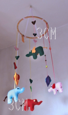 Hanging Baby Mobile - Handmade felt elephants for baby's nursery, newborn, birthdays, baby shower, nursery decorations