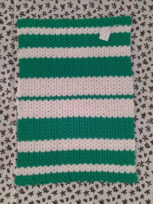 Childs crocheted LapMat called Spearmint Spangles 54cm x 38cm