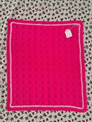 Childs/Baby crocheted LapMat called Wow! Pink Bobbles 48cm x 41cm