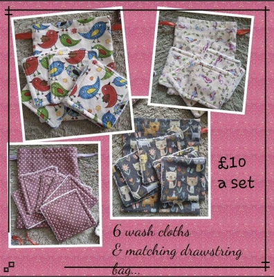 handmade-item handmade-gifts Handmade re usable face wipes with matching drawstring bag 
