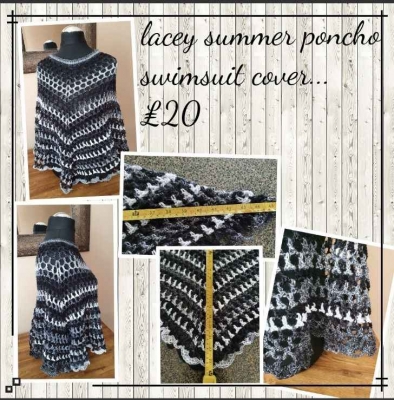 Lacey poncho/cover up 
Black/grey multi