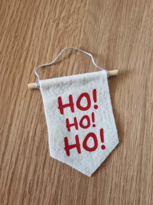 Handmade tiny felt flags - Christmas tree hanging decorations - Ho! Ho! Ho!