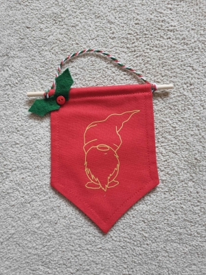 HANDMADE FABRIC WALL HANGING/FLAG - CHRISTMAS - GONK - GNOME - DECOR - GIFT 