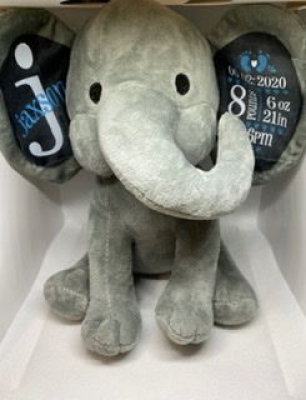 handmade-item handmade-gifts Personalised baby stat elephants 