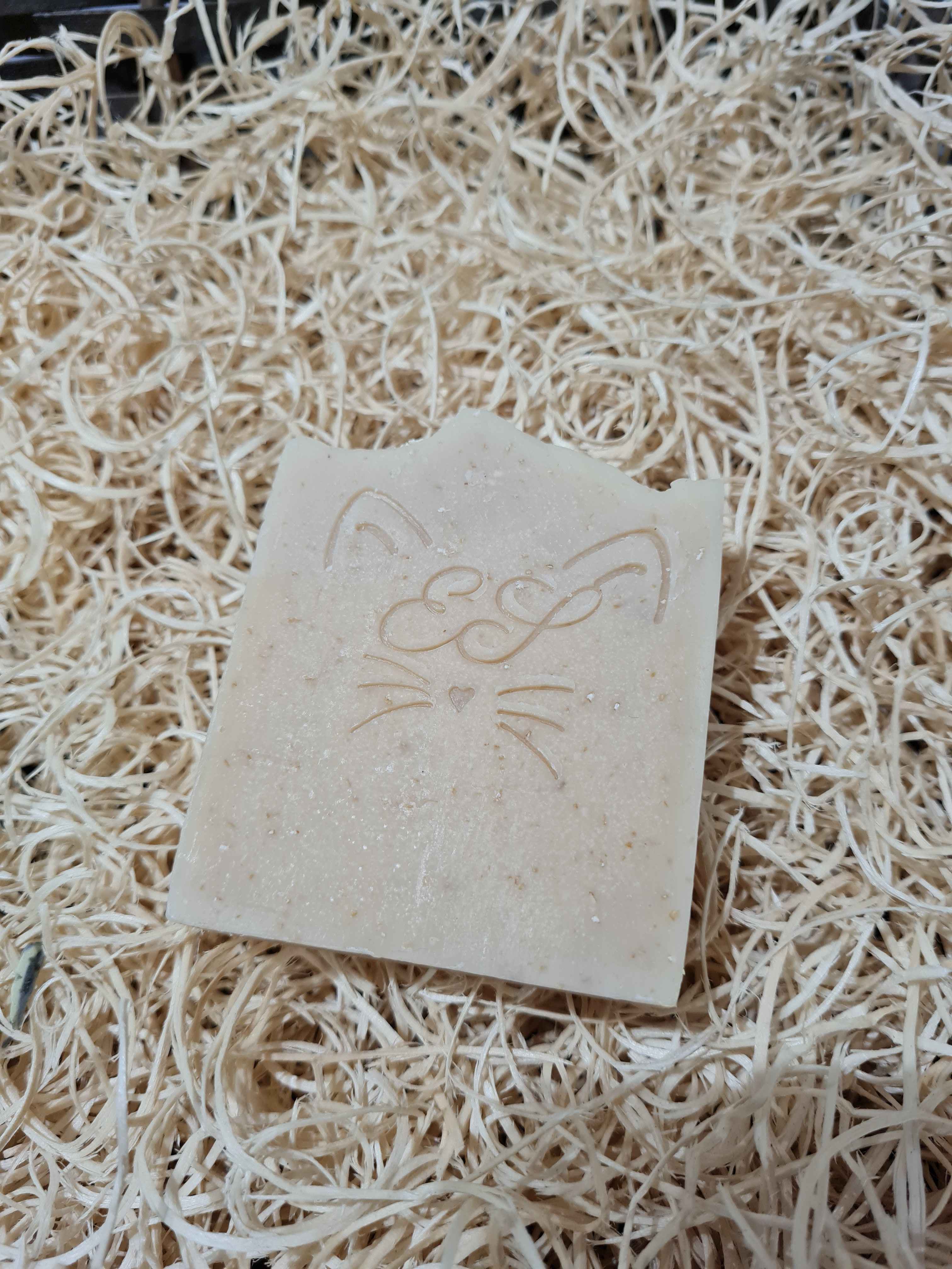 Goat's milk soap, unscented with oatmeal, honey and beeswax. 