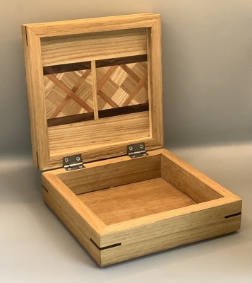 Beautiful Wooden Box made of Mixed Hardwoods, oak, ash, sapele, walnut. 