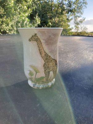 Glass Vase Decorated with Decoupage.
