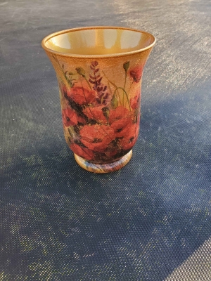 Glass Vase decorated with Decoupage 