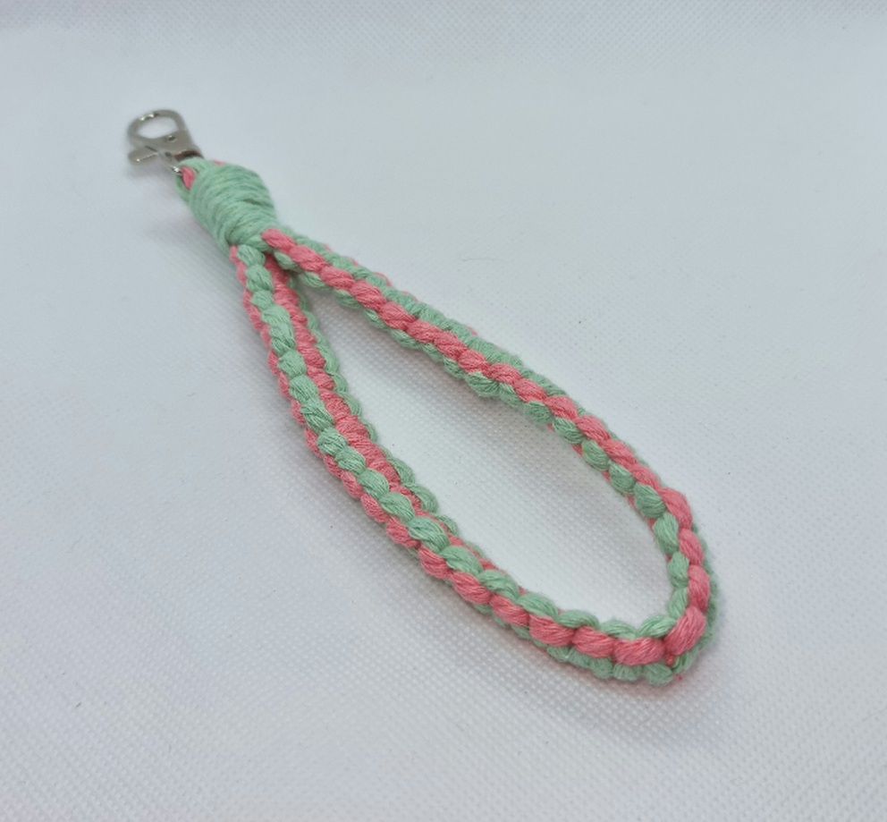 MacramÃ¨ Wristlet - Pink and Mint green