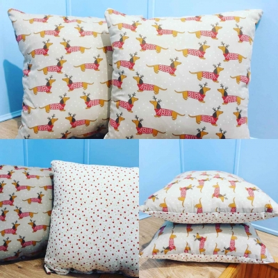 handmade-item handmade-gifts   Pair of Christmas Dachshund cushions 