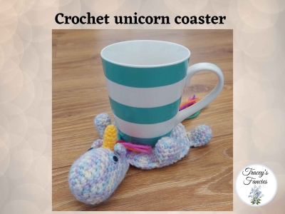 Crochet multi coloured unicorn coaster for drinks, diffusers, etc. The perfect gift for all unicorn lovers,  infact anyone on any occasion. 