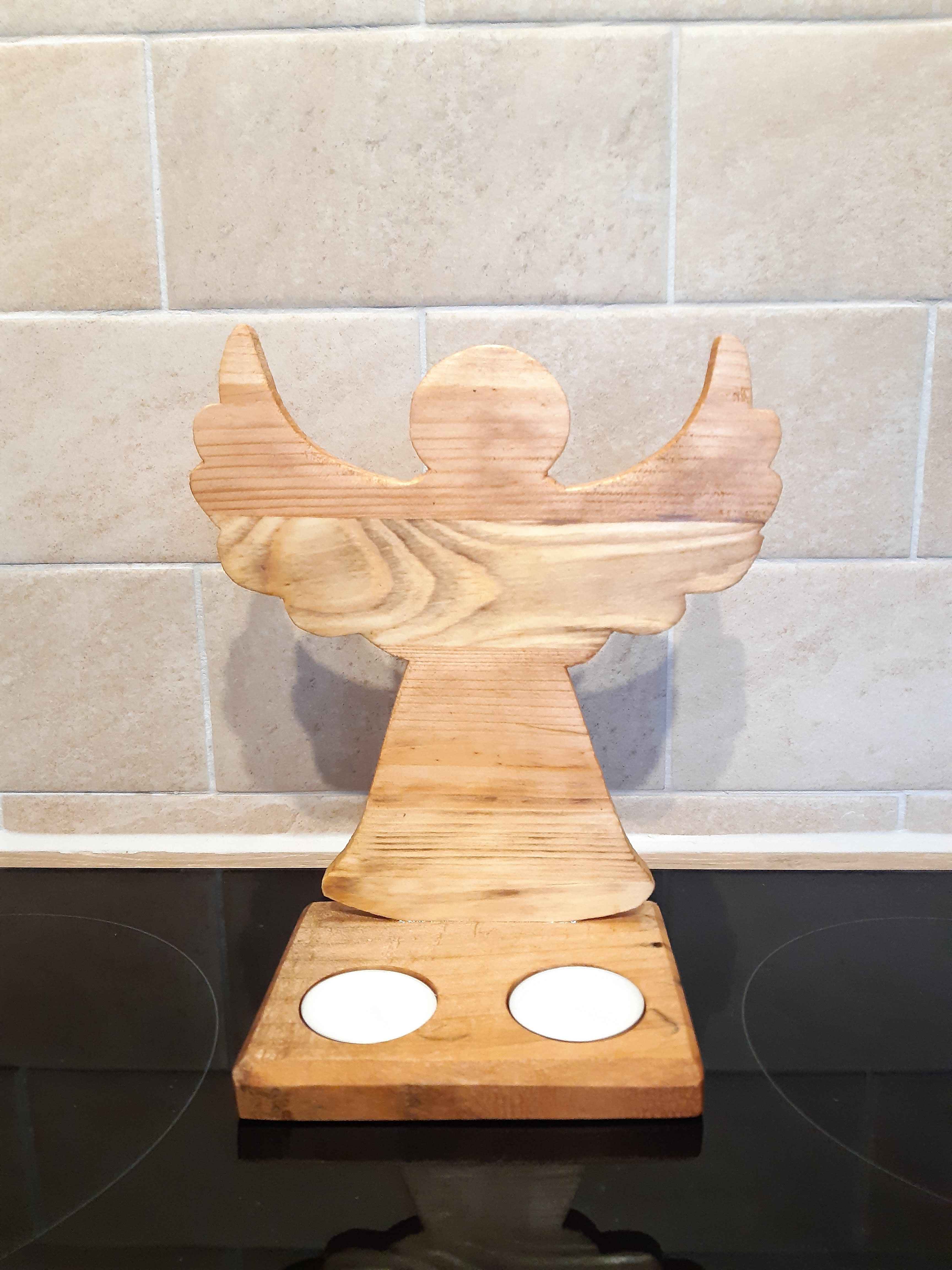 Wooden Guardian Angel tealight