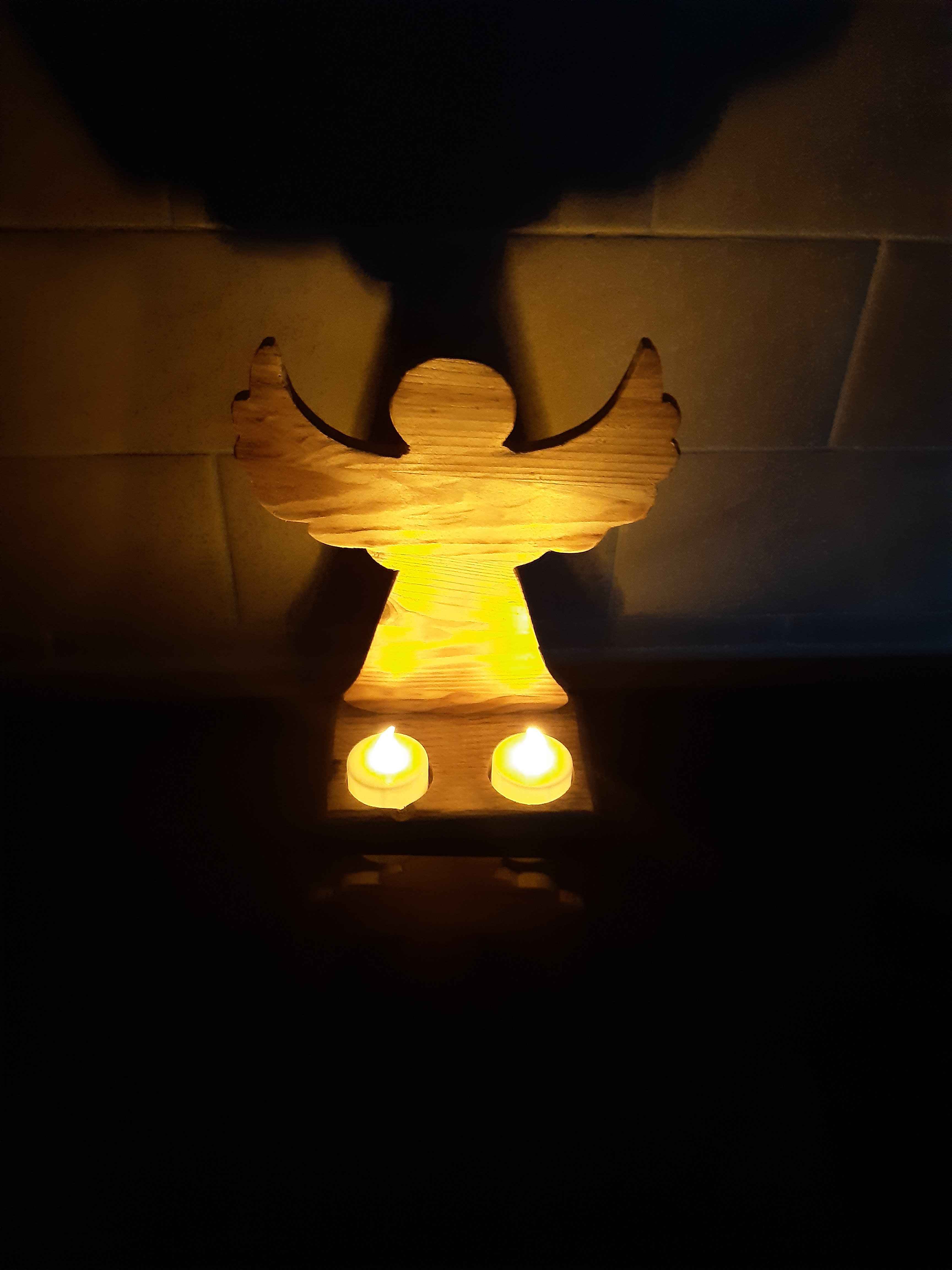 Wooden Guardian Angel tealight