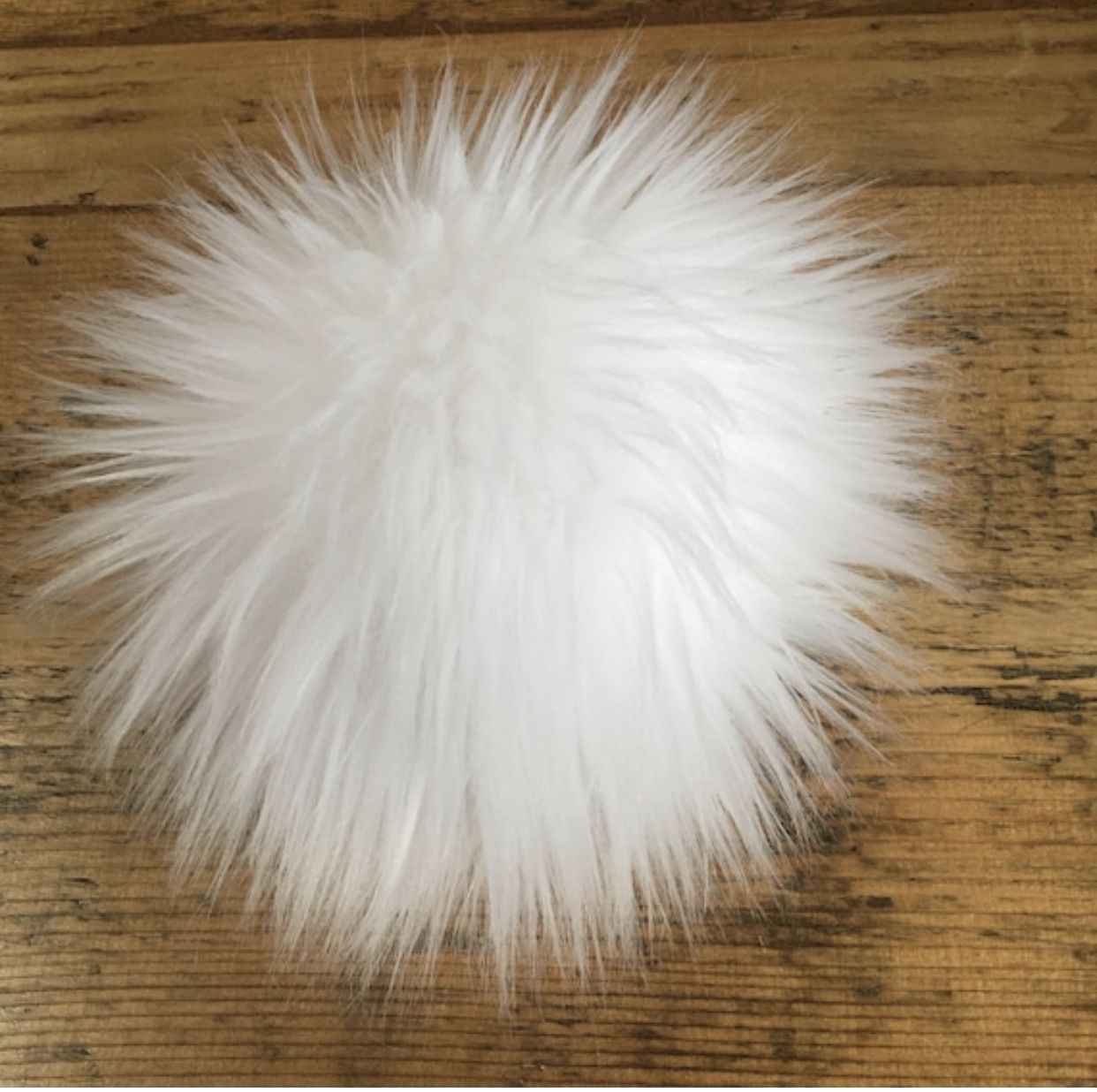 Ice White Luxury Faux Fur Pom Pom | Size Medium | Handmade in UK | Tie or Sew on | Hand Washable