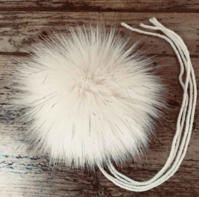 Husky Beige Luxury Faux Fur Pom Pom | Size Medium | Handmade in UK | Tie or Sew on | Hand Washable