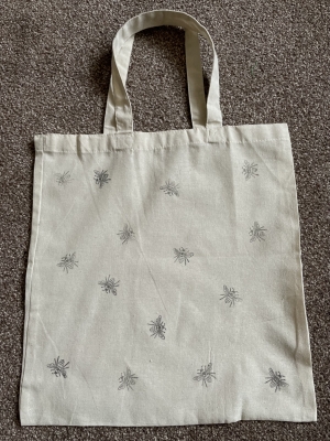 Natural Cotton Large Bee Tote Bag