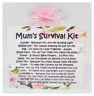 handmade-item handmade-gifts Mum's Survival Kit  - Fun, Novelty Gift & Card / Present / Birthday / Greeting Cards / Sentimental Keepsake for Mum / Mothers Day Gift
