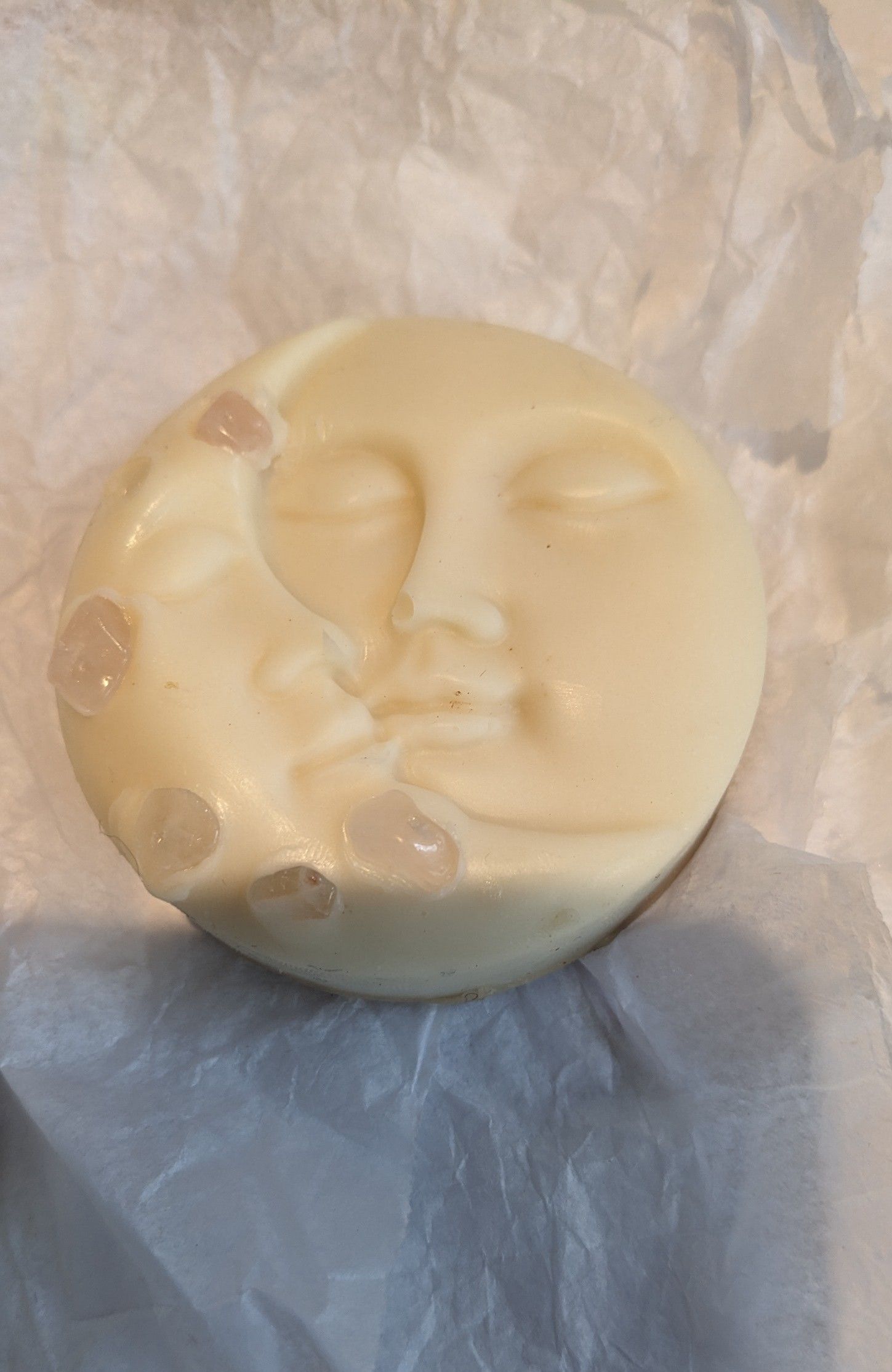Lunar hormone balancing soap with amethyst or Rose Quartz Stones 