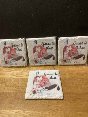 Gnome to wine slate coasters (set of 4)